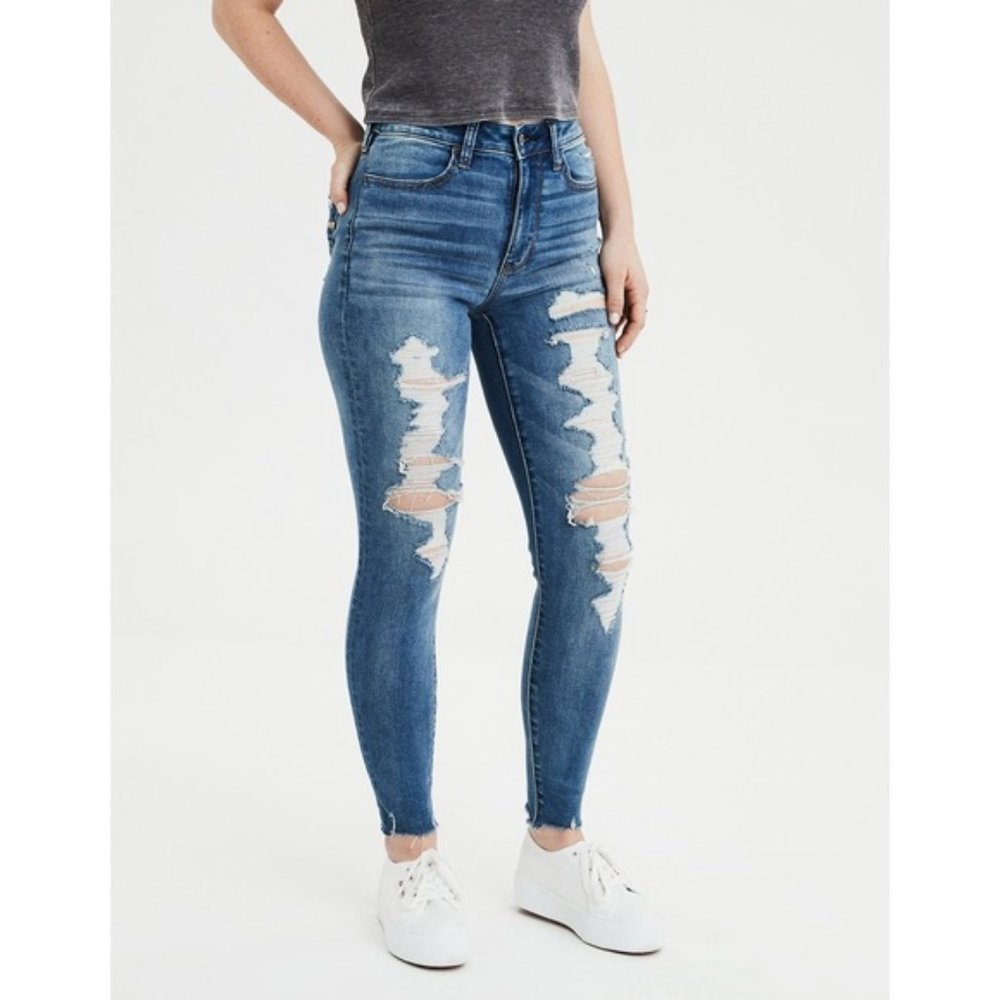 American Eagle High Waisted Distressed Jeans